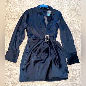 House of Harlow Blue belted wrap dress long sleeve New Small